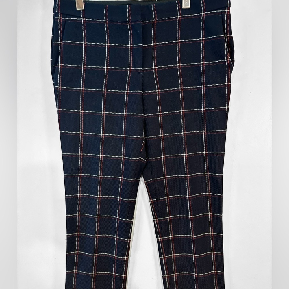 Ann Taylor window pane plaid black/cream/red ankle pants size 10